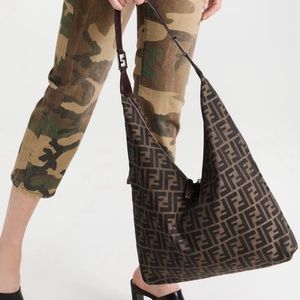 Fendi Zucca Ladies Brown Canvas Shoulder Bag